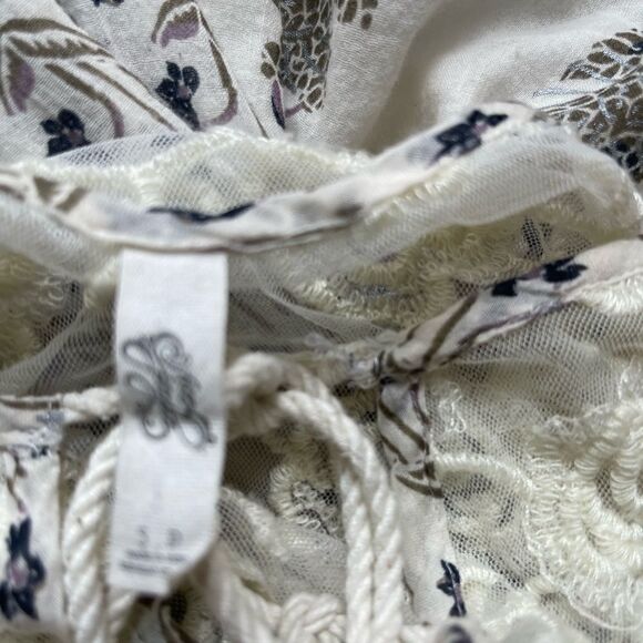 Free People Nomad tunic cotton with lace insert tassels accent size S P - Picture 6 of 11